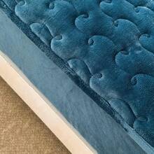 1pc Solid High-End Navy Blue Thick Velvet Fitted Sheet (Pillow Case Not Included), Simple And Cozy Bedding, Full Wrap-Around 3D Quilted Wave Pattern, Warm And Skin-Friendly, Durable, Dust And Moisture Resistant, Suitable For Autumn/Winter Or As Bedroom Decor, Perfect Gift For Parents, Friends In New Year, Christmas, Cold Weather - Noble Blue - View 6