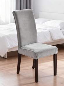 1 Stück Samt-Jacquard Stuhlbezug für Wohnzimmer & Esszimmer - silbergraues Fell des Silberfuchses - Übersicht 2
