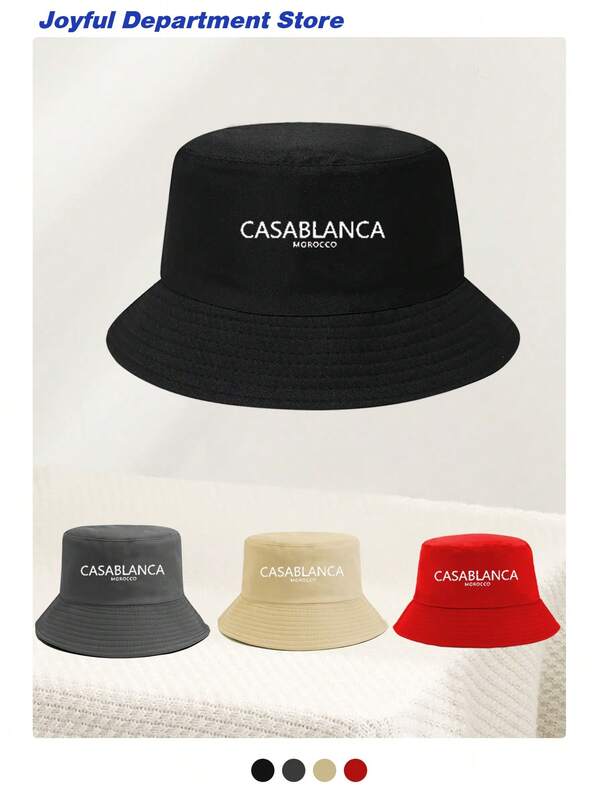 Letter Embroidered Adjustable Soft Top Bucket Hat, Classic Casual Sun Protection Hat, Suitable For All Seasons, Fashion Minimalist Versatile Accessory