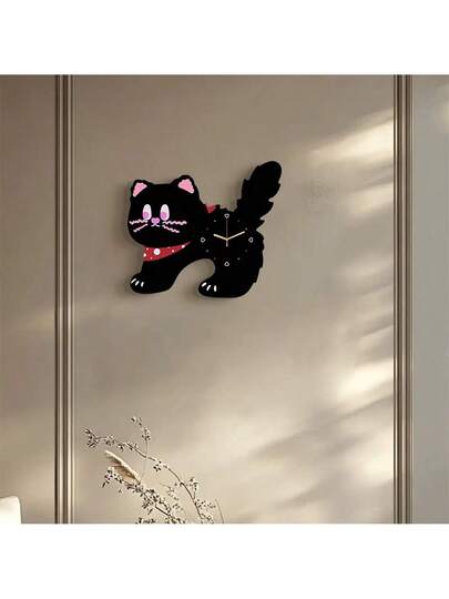 2D Flat 1pc Creative Schattige Home ation Animals Wand Clock, Ultra Quiet Quartz Movement, No Ticking Sound, Painting Klok Living Room, Bedroom Office, able Horloge view 10