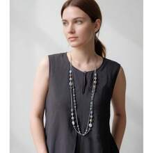 Noessla Layered Long Necklaces For Women Crystal Beaded Statement Necklace Sweater Silver Chain With Gifts Box Jewelry{Inchcolor_nameinch:InchBlueinch} - 藍色 - 查看 4