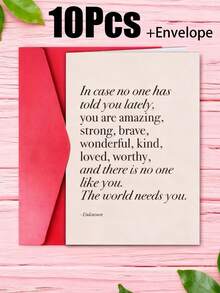 1/10 Pcs Fun Text Greeting Cards With Envelopes, Including Guest Message Cards, Birthday Greeting Cards & Appreciation Banquet Greeting Cards - Multicolor - View 8