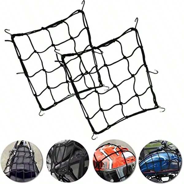 1pc Motorcycle Luggage Net Bike 6 Hooks Hold Down Fuel Tank Luggage Mesh Web Bungee Black Motorcycle Bike Tank Car Styling