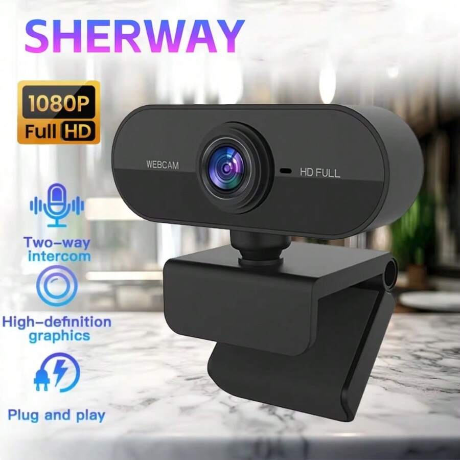 1080p Webcam Streaming Camera, Stand For PC/Laptop/Desktop, Wide Angle Webcam, Plug And Play With Privacy Cover, Webcam For/Work/Security Streaming - 變數值 - 查看 1