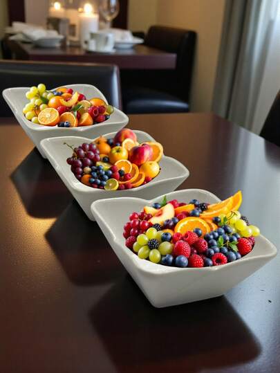 Juego de cuencos de porcelana blanca con formas diferentes de porcelana de 3 piezas c/u