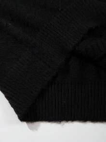 Modcrash Men's Loose Solid Color Casual High-Quality Korean Style Basic V-Neck Button Ribbed Knit Cardigan Sweater Jacket, Suitable For Autumn And Winter - Black - View 9