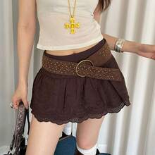 1 Piece Retro Western Rivet Belt For Women,  Brown Waist Cincher, Decorative Accessory For Skirts & Pants, High-End Feel, Light Luxury, Personalized Design, Fashionable Style, Fresh Look, Suitable For Daily Wear, Western-Themed Parties, Countryside Trips, Dating & Casual Outings - đinh tán da lộn - Xem 3