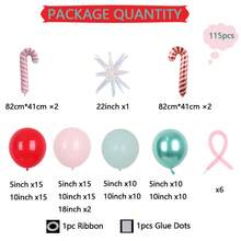 115件套圣诞蝴蝶结气球拱门套装 | 红色、粉色和绿色气球，搭配爆炸星、拐杖糖和圣诞气球，适用于主题派对和2026新年圣诞庆祝活动 - 粉色 - 查看 5