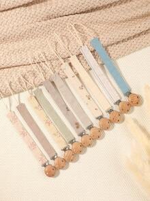 2pcs Personalized Baby Pacifier Clip Cute Polka Dot Print Customized Patterns For Boys And Girls, Custom Baby Pacifier Clip Universal Soothing Clip, Suitable For Halloween, Baptism, Thanksgiving, Christmas Giftsbaby Shower Family Decorations Gifts - Multicolor - View 4