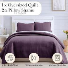 Full/Queen Quilt Bedding Set, Microfiber Quilts Queen Size, Coverlet, Stain & Pet Hair Resistant Bedding, Full Size Bedspread With 2 Pillow Shams, Bone, 2025 - 18 - 紫色 - 查看 2