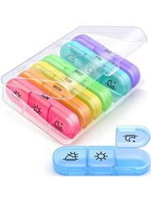 Travel Pill Box, Portable Daily Pill Case, Compact Weekly Travel Pill Box, Portable Pocket Pill Box, Vitamin Fish Oil Divided Pill Box, Can Hold Vitamins, Cod Liver Oil, Travel Essential, Back To School - Multicolor - View 15