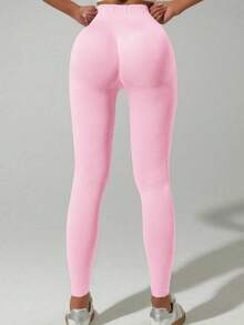 1 قطعة سروال ضيق للنساء بخصر عالي رافع للأرداف وممتص للجسم باللون الأسود الأحادي، دافئ، قابل للتنفس، قماش مطاطي مناسب للجيم والرياضات الخارجية، مثالي للتمارين والجري، وضروري أيضًا لموسم عيد الميلاد