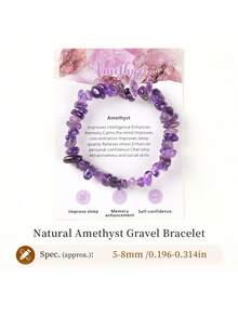 1 pièce Bracelet de pierres naturelles de 5-8 mm (taille jeunesse), améliore la spiritualité et la sagesse, bijoux de pierres de guérison (hématite, améthyste, quartz rose et plus), bijoux mode faits main (convient aux filles et aux garçons)