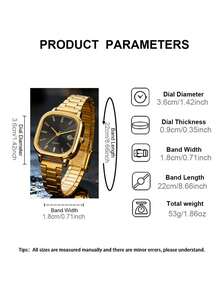 男士手表、女士手表、情侣手表套装、单件套装，带日期显示和可调节表带，时尚休闲石英表，适合日常佩戴、生日礼物、返校季礼物、感恩节礼物、情侣场合礼物，完美之选（不含包装盒） - 金色 - 查看 5