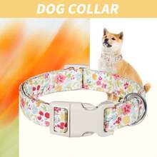 1 pieza Collar para mascotas con diseño floral clásico y patrón de flor rosa de dibujos animados, collar suave y ajustable con hebilla de de plástico rosa, adecuado para perros pequeños/medianos/grandes, unisex, de alta calidad para uso en interiores/exteriores - Champán - Ver 5