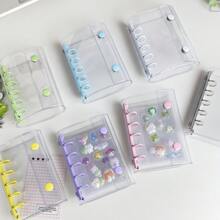 1个M5尺寸便携式透明活页夹，可用作透明贴纸簿、贴纸册、照片收纳袋、相册、预算计划本、日记本、笔记本、办公用品 - 彩色 - 查看 1