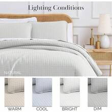 Full/Queen Quilt Bedding Set, Microfiber Quilts Queen Size, Coverlet, Stain & Pet Hair Resistant Bedding, Full Size Bedspread With 2 Pillow Shams, Bone, 2025 - 13 - 淺灰色 - 查看 4