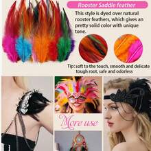 100根5-7英寸白色公鸡羽毛，手工制作，带鞍形夹，适用于婚礼、家庭聚会、捕梦网和DIY工艺品 - 白色 - 查看 4