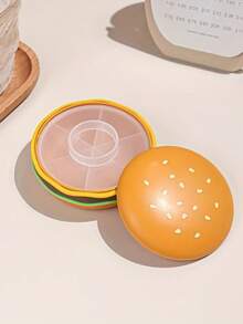 1pc Hamburger Shaped Portable Pill Case, Compact And Easy To Carry, Suitable For Work, Outings And Travel To Keep Your Personal Medications Organized And Stylish