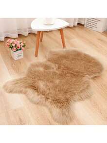 1 件米色蓬松地毯，仿羊毛地毯，适用于客厅卧室装饰，防滑，床边长绒垫，宠物小地毯，情人节礼物，节日礼物，新年家居装饰，秋冬季装饰 - 卡其色 - 查看 3
