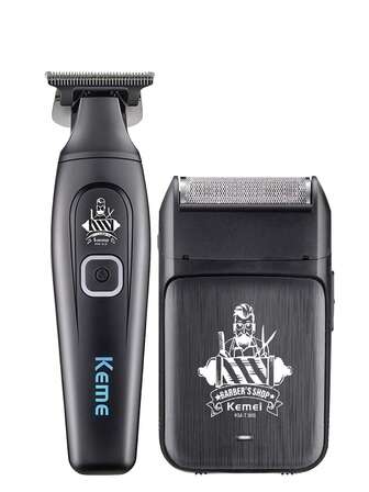  Kemei Two Pieces Men's Hair Clipper Set - USB Rechargeable Grooming Tool Set, Professional Hair Clippers, Men's Beard Trimmer And Shaver, Hairdresser Specialty, Home Haircut Tool Set, Men's Holiday Gift, Father's Day Gift