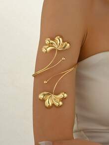 1pc Alloy Double-Headed Flower Bangle, Minimalist Elegant Style, Suitable As Mother's Day, Christmas Gift, Party, Banquet And Daily Wear