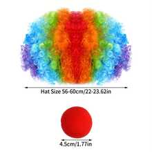 2pcs Clown Set Red Nose And Wig, Suitable For Halloween Party Carnival Role Play For Men And Women Adult Decorations