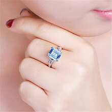 1 buc Inel de logodnă albastru deschis cu incrustații de zirconiu cubic, 1 buc., accesorii de bijuterii potrivite pentru bărbați și femei, cadou pentru familie/prieteni/iubit/iubită