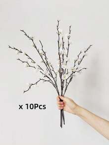 MEHELANY 10/5/2/1 支人造梅花，白色和黄色，21.7 英寸长花茎，适用于婚礼、家居、办公室、卧室装饰、派对餐桌摆饰、室内/室外春季装饰、生日、周年纪念日、母亲节、返校用品