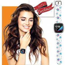 Compatible con la correa del reloj Fitbit Versa 3, Versa 4, Sense, Sense 2, Correa de repuesto de silicona con patrón navideño {color_name:Copos de nieve, size_name:Para Versa4/Versa3/Sense2/Sense - Copos de nieve - Ver 5