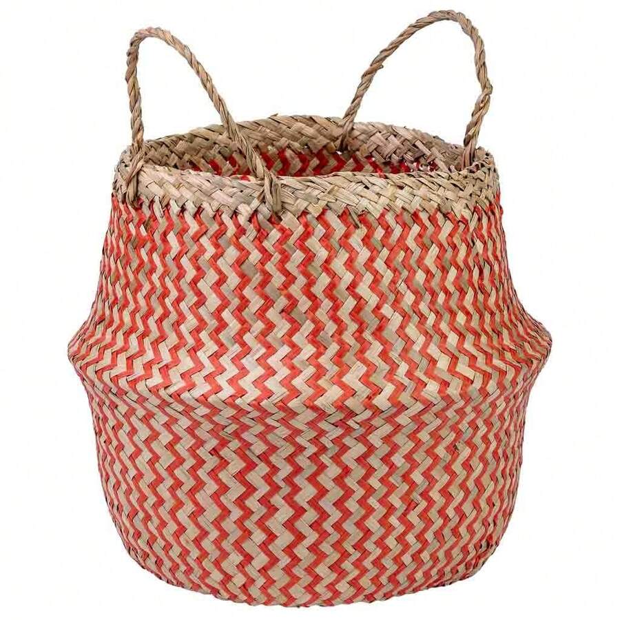 Wanderlust Naturroter Korb mit Griffen, T35x30/46h cm - Rot - Übersicht 1