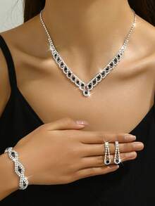 Bolsa de Mão de Luxo Elegante para Mulheres com Cristais e Strass, Bolsa de Ombro, Bolsa de Vestido com Conjunto Ajustável de Pulseira, Colar e Brincos