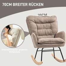 HOMCOM Rocking Chair, Rocking Chair, Armchair, Relaxing Chair With Chenille Look, Rocking Chair With A Load Capacity Of 120 Kg For Bedroom, Living Room, Brown On Site - 1 - View 5