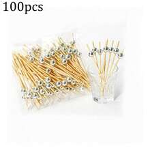 50pcs/100pcs Gradient Pearl Bamboo Stick Disposable Fruit Fork Creative Fancy Cocktail Sushi Stick Holiday Party - Multicolor - View 12
