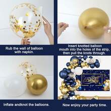 95 piezas Kit de arco de guirnalda de globos azules con telón de fondo, globos reutilizables y de látex para decoración de fiestas de cumpleaños, bodas e invierno (no para un solo uso) - Multicolor - Ver 3