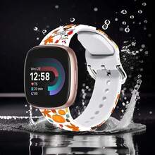 Compatible con la correa del reloj Fitbit Versa 3, Versa 4, Sense, Sense 2, correa de repuesto de silicona con patrón navideño {color_name:Dando las gracias Turquía Blanco, size_name:Para Versa4/Versa3/Sense2/Sense - Gracias 1givingTurkeyWhite - Ver 3