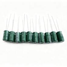 100uF 25V 6x12mm Electrolytic Capacitor 100 UF MFD 25 Volt 0.24x0.47in Aluminum Capacitors (10pcs) - Green - View 8