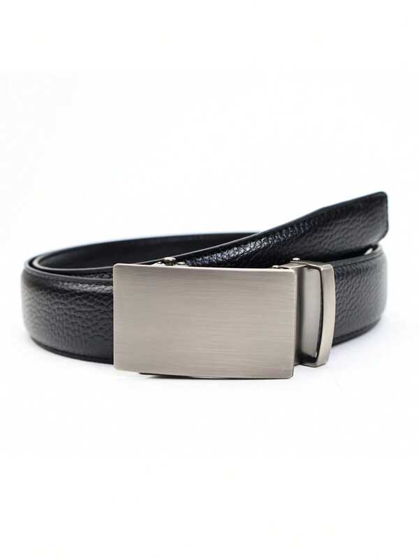 1pc Men's Formal Business Casual Black Ratchet Adjustable Leather Belt, Suitable For Dress Pants, Suits, Shirts Casual Pants, Ideal For Workplace, Daily Wear, Gatherings, Gift For Boyfriend Old Money Vintage Autumn/Fall Urban Outfit Classic Christmas Winter Fashion Daily Men Boyfriend Gift