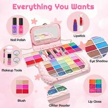 女孩过家家化妆套装，儿童公主装扮玩具，含唇彩、眼影、指甲油，圣诞节生日礼物，适合3-12岁儿童 - 彩色 - 查看 5