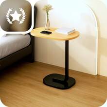 C-Shaped Side Table Black , Modern Multifunctional Coffee & Laptop Table for Living Room, Bedroom, Office, or Balcony, Compact 60cm Height Sofa Table, Space-Saving Industrial Loft Design, Elegant Black & Brown Accent Furniture. - 黑色與棕色 - 查看 5