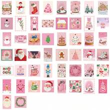 50PCS Cartoon Pink Christmas Stamps Doodle Stickers DIY Decorative Decals Phone Case Laptop Diary Guitar Cups Stationery Waterproof Stickers - Multicolor - View 3