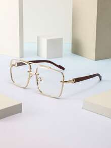 1 Pair Men's Metal Frame Square Glasses, Scholarly Chic Minimalist Stylish Versatile, Suitable For College Lectures, Debates, Library Reading - Clear - View 1