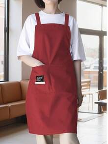 1pc Letter Graphic Kitchen Apron, Waterproof Anti-Splash Pocket Design, Portable For Picnic And Camping, Crossback Side Tie Sleeveless Apron - Multicolor - View 4