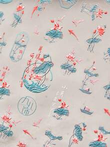 1pc Embossed Lotus Pond Blooming Flowers Dragonfly Koi Fish Boat Press-On Nail Stickers 5D Nail Art Oriental Garden Water Scene Self Adhesive Nails For Women's Elegant DIY Manicure Decals