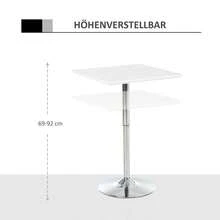 HOMCOM Bistro Table, Bar Table, Height Adjustable, Square 60x60cm, White Steel, 71-92cm For Kitchen Or Garden