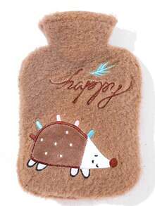 1pc Cartoon Plush Covered Large Warm Water Bottle, Cute Student Fleece Filled Hot Water Bag For Winter - Multicolor - View 9