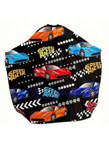 1pc Fun Cartoon Racing Cars Hairdressing Gown, Adjustable Neck, Non-Stick Polyester Fabric, Easy To Clean, Ideal For Barbershop Or Home Use - Multicolor - View 12