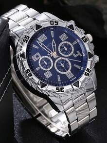 1 Stück Lässig Business Herren Quarzuhr, Herren Uhr, Silber Uhr, runder Zifferblatt mit arabischen Ziffern und Stabmarkierungen, Legierungsarmband. Das beste Geschenk für Männer, geeignet für Feiertage, Hochzeiten, Partys und geschäftliche Anlässe. Perfekt als Geschenk zu Feiertagen und Geburtstagen. Geschenkbox nicht enthalten.