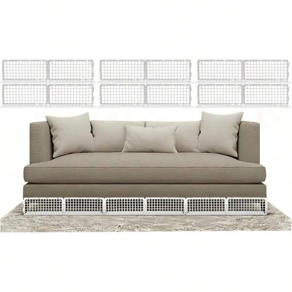 Ssumght 12 Pcs Under Couch Blocker Under Bed Sofa Furniture Blocker Plastic Stopper Couch Guards Bumper Stop For Things Pets 37 Cm* 17cm White