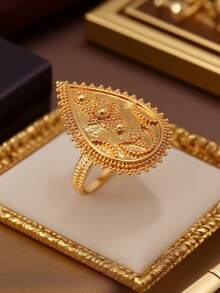 Herseygold 1 件可调节铜镀金戒指，中东阿拉伯风格女士戒指，适合婚礼、节日礼物和日常佩戴 - 金色 - 查看 8